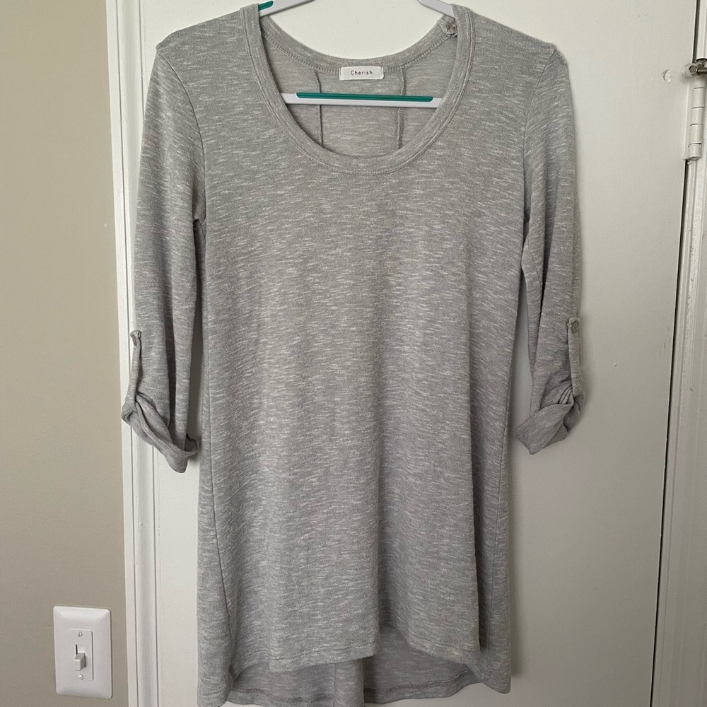 EUC Cherish Gray Women's Long 3/4 Sleeve Top Medium